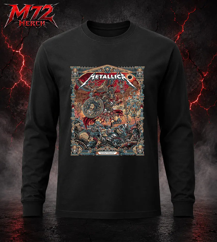 Metallica M72 World Tour May 9 2026 Athens Olympic Stadium Battle Warrior Long Sleeve artwork